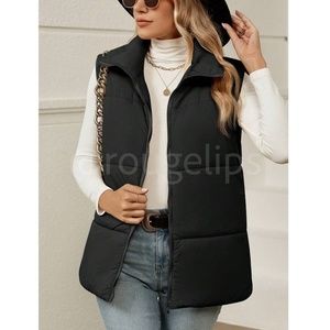 Black Puffer Vest Zip Up